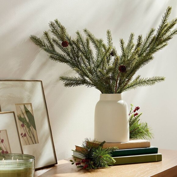 20" Faux Spruce & Pinecone Christmas Arrangement - Hearth & Hand Magnolia 2023 - Picture 2 of 6